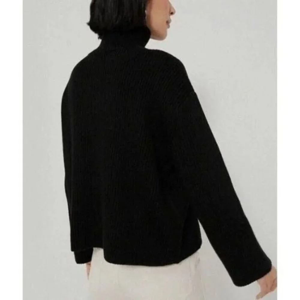 Pomander Place Black Knit Helen Turtleneck Sweater Size Medium 23577 - Picture 2 of 9